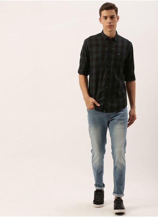 The Indian Garage Co - Men Slim Fit Checkered Full Sleeves Spread Collar Casual Shirt - Image 1