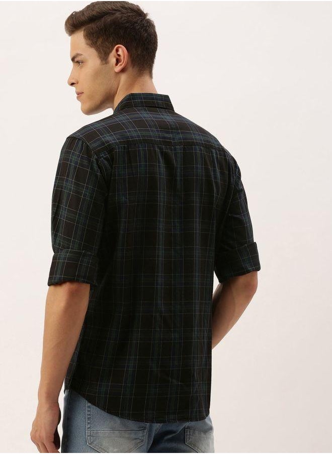 The Indian Garage Co Men Slim Fit Checkered Full Sleeves Spread Collar Casual Shirt  - Image 2