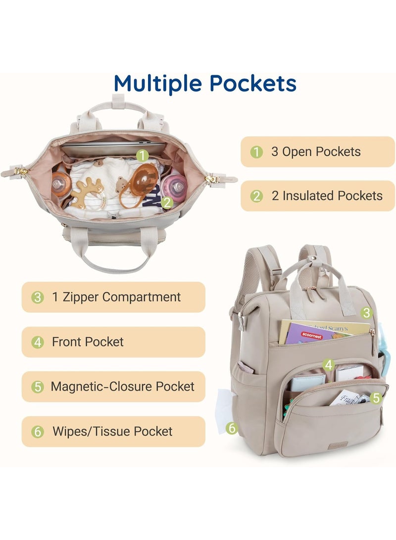 mommore Neoprene Diaper Bag Backpack Small Lightweight Baby Diaper Bags Water Resistant Diaper Backpack for Boys Girls Newborn with Changing Pad, Stroller Straps - Image 4