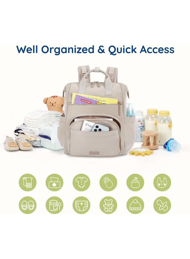 mommore Neoprene Diaper Bag Backpack Small Lightweight Baby Diaper Bags Water Resistant Diaper Backpack for Boys Girls Newborn with Changing Pad, Stroller Straps - Image 3