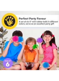Kicko Puffer Balls - Assorted Colors, Spiky Balls For Kids, Sensory Game, Stress Relief - 5.5'' - 6 Pack  - Image 2