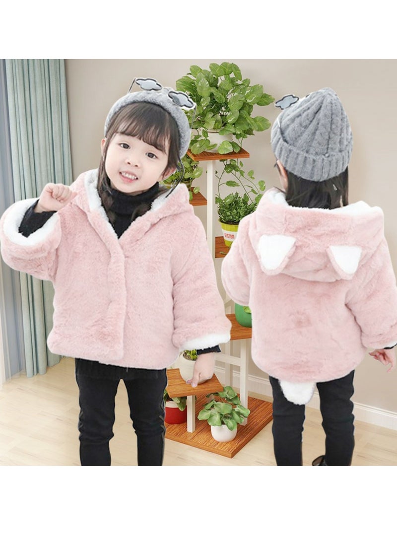 roaiss - Toddler Girl's Fleece Coat Baby Little Kids Cute Ear Hooded Faux Fur Fleece Jacket Warmth Thick Coat Fall Winter Clothing Sweater Overcoat - Image 1