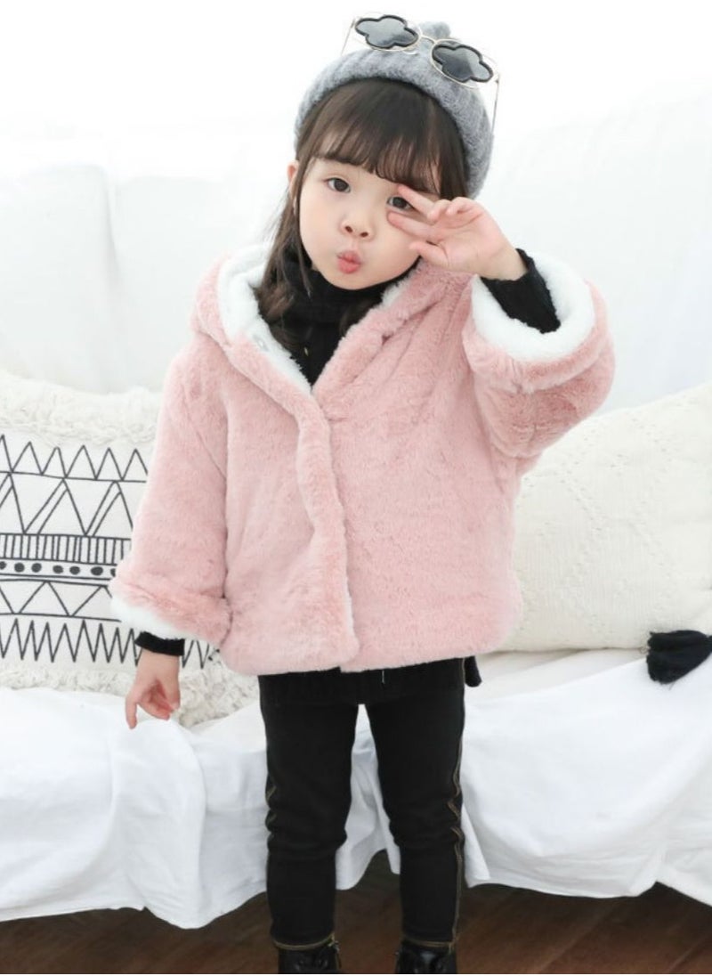 roaiss - Toddler Girl's Fleece Coat Baby Little Kids Cute Ear Hooded Faux Fur Fleece Jacket Warmth Thick Coat Fall Winter Clothing Sweater Overcoat - Image 1
