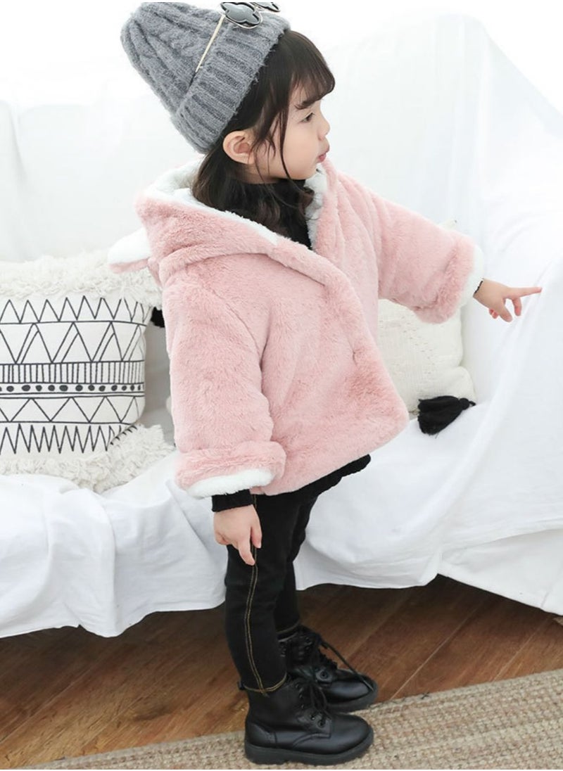 roaiss - Toddler Girl's Fleece Coat Baby Little Kids Cute Ear Hooded Faux Fur Fleece Jacket Warmth Thick Coat Fall Winter Clothing Sweater Overcoat - Image 1