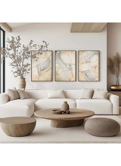 Home Gallery Set Of 3 Of White And Gold Marble Wall With A Gold Stripe Framed Wall Art  - Image 2