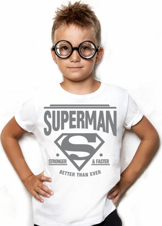 Superman White Short Sleeve Unisex Kids T-Shirt - pzsku/Z5EF23390726A2463591FZ/45/_/1725790341/8780df25-23c1-4625-8202-aa9b676fb050
