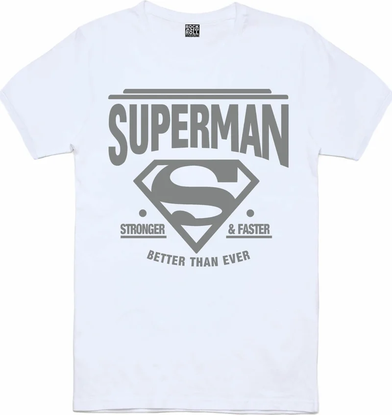 Rock&Roll  Superman White Short Sleeve Unisex Kids T-Shirt for Men | Best Price UAE