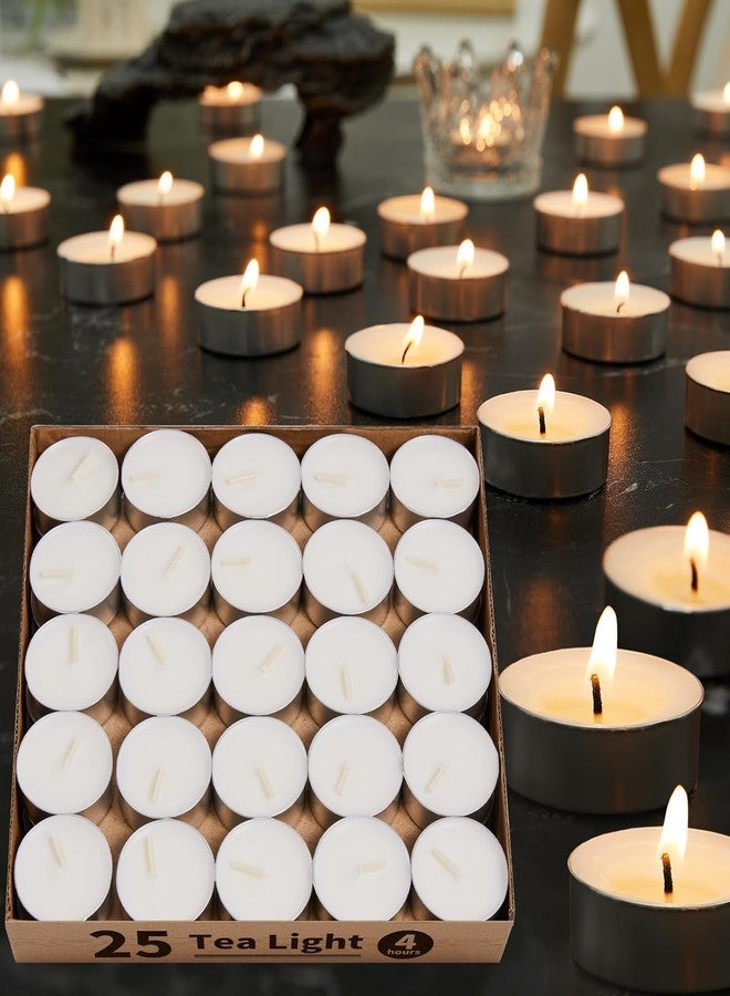 Akaar Décor's Tea Light Candles Multiple Pack Bulk 2-3 Hours Long Time Burning, Natural Wax Tealights, Smokeless & Odorless, White Mini Tea Lite Candles for Diwali Décor| Home Décor| Christmas (25) - Image 1