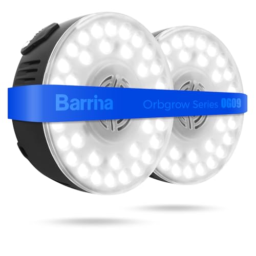 Barrina Orbgrow OG09 Puck LED Grow Light, 5000K 18W(2 x 9W, 270 Watt Equiv), Plant Lights for Indoor Plants Full Spectrum, Magnetic & Linkable, Small Grow lamp, Perfect for Plant Shelf, 2 Packs, Black - Image 1