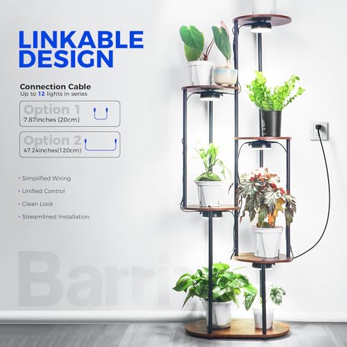 Barrina Orbgrow OG09 Puck LED Grow Light, 5000K 18W(2 x 9W, 270 Watt Equiv), Plant Lights for Indoor Plants Full Spectrum, Magnetic & Linkable, Small Grow lamp, Perfect for Plant Shelf, 2 Packs, Black - Image 3