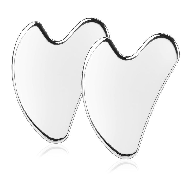 BTYMS Gua Sha Facial Tools 2 Pcs Heart Shaped Guasha Tool Stainless Steel Face Sculpting Tool