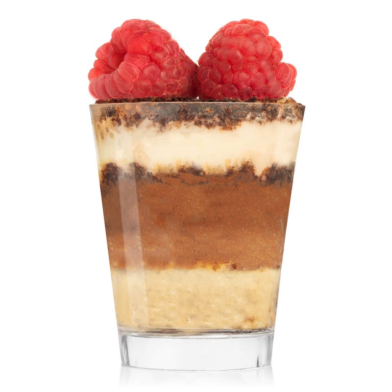 LSR LORESO 96pcs Mini Dessert Cups 2 oz  Round Clear Plastic Cups for Serving Desserts Sampling  Tasting  Reusable 96CT