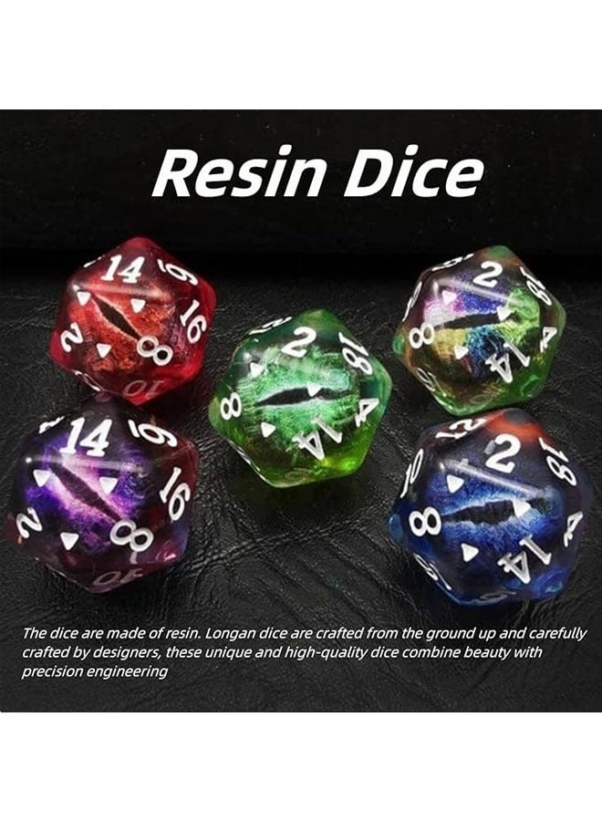 general Realistic Dragon's Eye Dice, Devil's Eye Dice, Shiny Dice Set Filled Eyeballs, Colorful Polyhedral Resin Dragon's Eye Dice Set (Purple) - Image 3