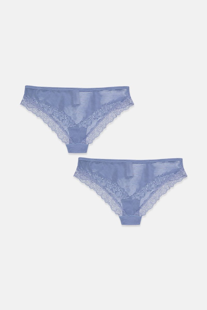 Tchibo Women 2 Pcs Textured Brazilian Panties, Blue - Image 2