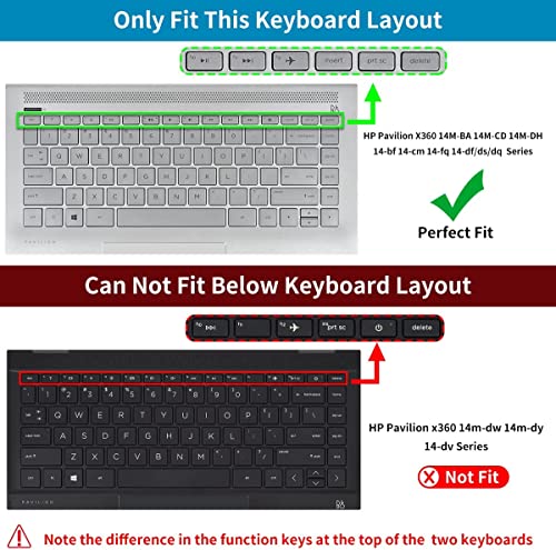 Oaky Keyboard Cover Compatible with 14" HP Pavilion x360 2-in-1 14-BF050WM Ultra Thin Silicon Black Keyboard Skin Protector - Image 2
