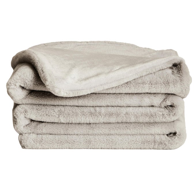 LIL MARSH FAUX FUR BLANKET DURABLE LIGHTWEIGHT EXTRA SOFT BLANKET MACHINE WASHABLE ADD A LAYER OF SOFTNESS TO ANY BED COUCH OR READING CHAIR GREIGE MEDIUM 60 X 80