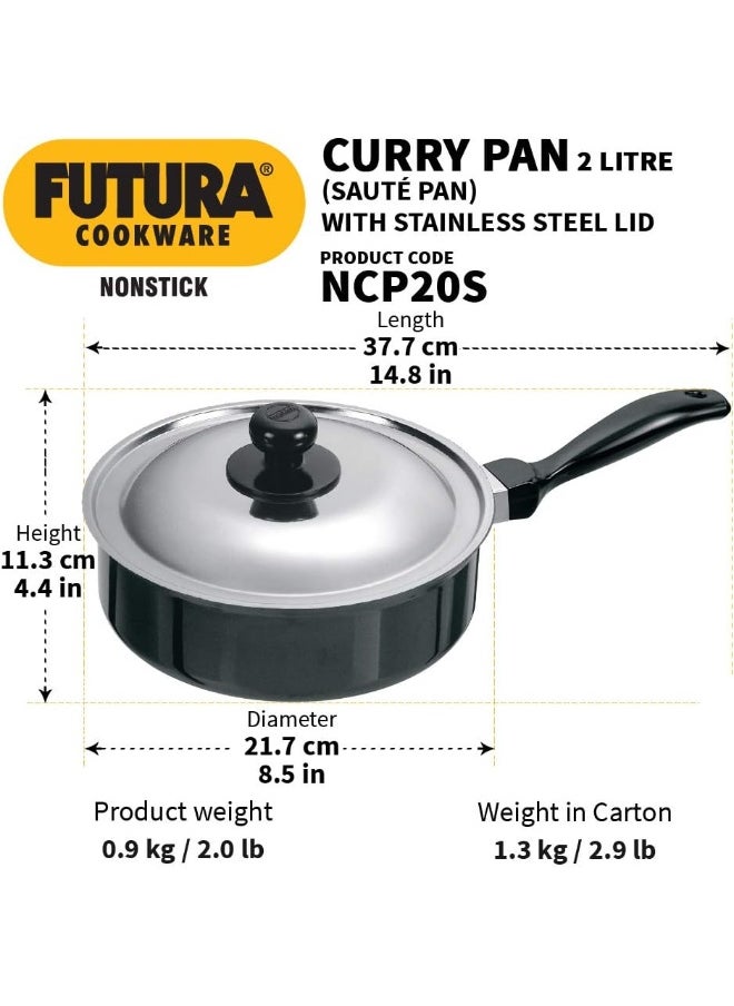 Hawkins Hawkins Futura Nonstick Curry Pan (Saute Pan) Without LID, 20cm, 3.25mm Thick, 2 Litres, Black  - Image 3