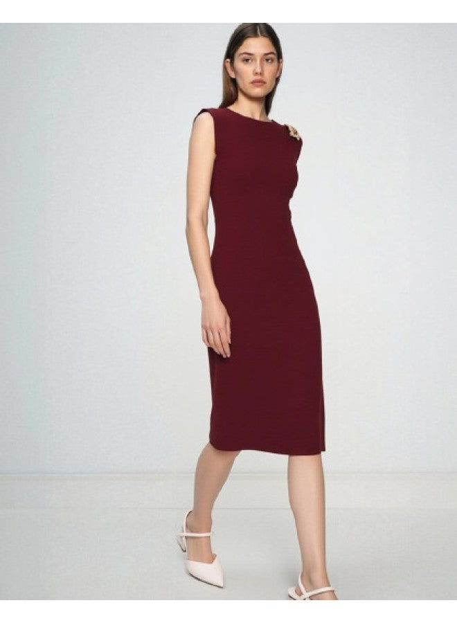 Zara Women'S French Elegant And Luxurious Straight Knit Midi Dress - Image 1