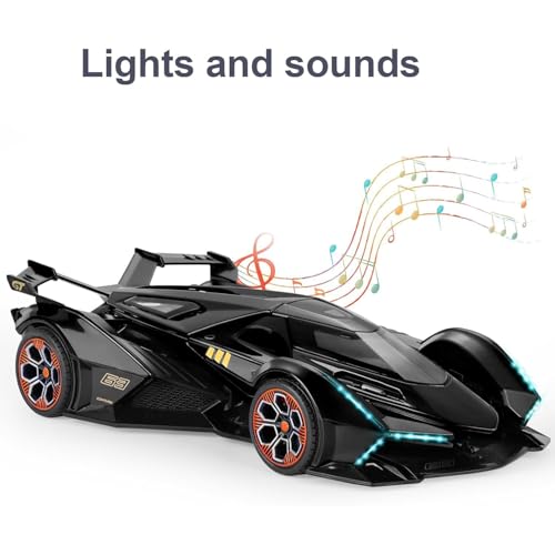 DEZICON 1:22 Scale Lambo V12 GT Toy Car for Kids Collection Diecast Metal Model Car with Light Sound Pull Back Openable Door - Image 4