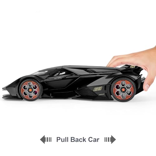DEZICON 1:22 Scale Lambo V12 GT Toy Car for Kids Collection Diecast Metal Model Car with Light Sound Pull Back Openable Door - Image 5