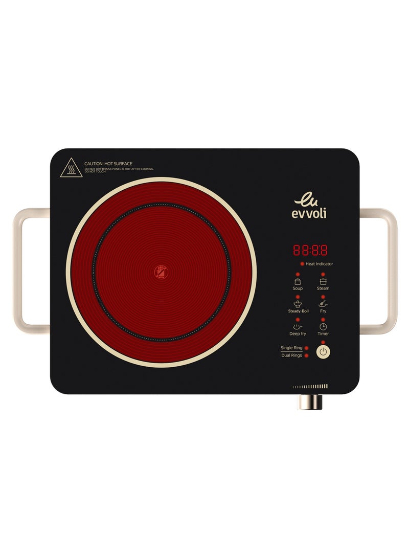 evvoli 2200W Ceramic Cooking Hob EVKA-CH105C Cream - Image 1