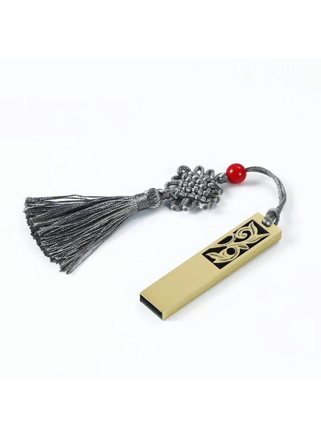 Chinese Style USB Flash Disk Custom Lettering 32G Retro Clover Window Flower Ruyi 64g Car Music USB Flash Disk Gift Wholesale-Color:Auspicious Grass-Capacity:64GB  - Image 1