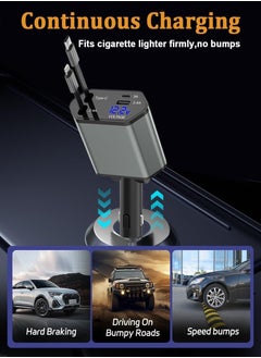 Changli Retractable Car Charger, 4 in 1 Fast Charging Car Charger USB-C & USB-A, Retractable Cables Compatible with iPhone 16/15/14/13/12/11,Galaxy,Pixel  - Image 5