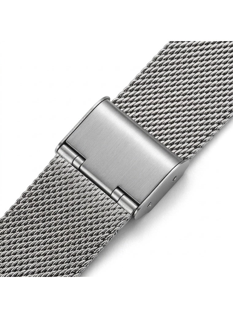 Ladevas Elegant wristwatch – silver stainless steel case and adjustable mesh strap – unique futuristic design. - Image 3