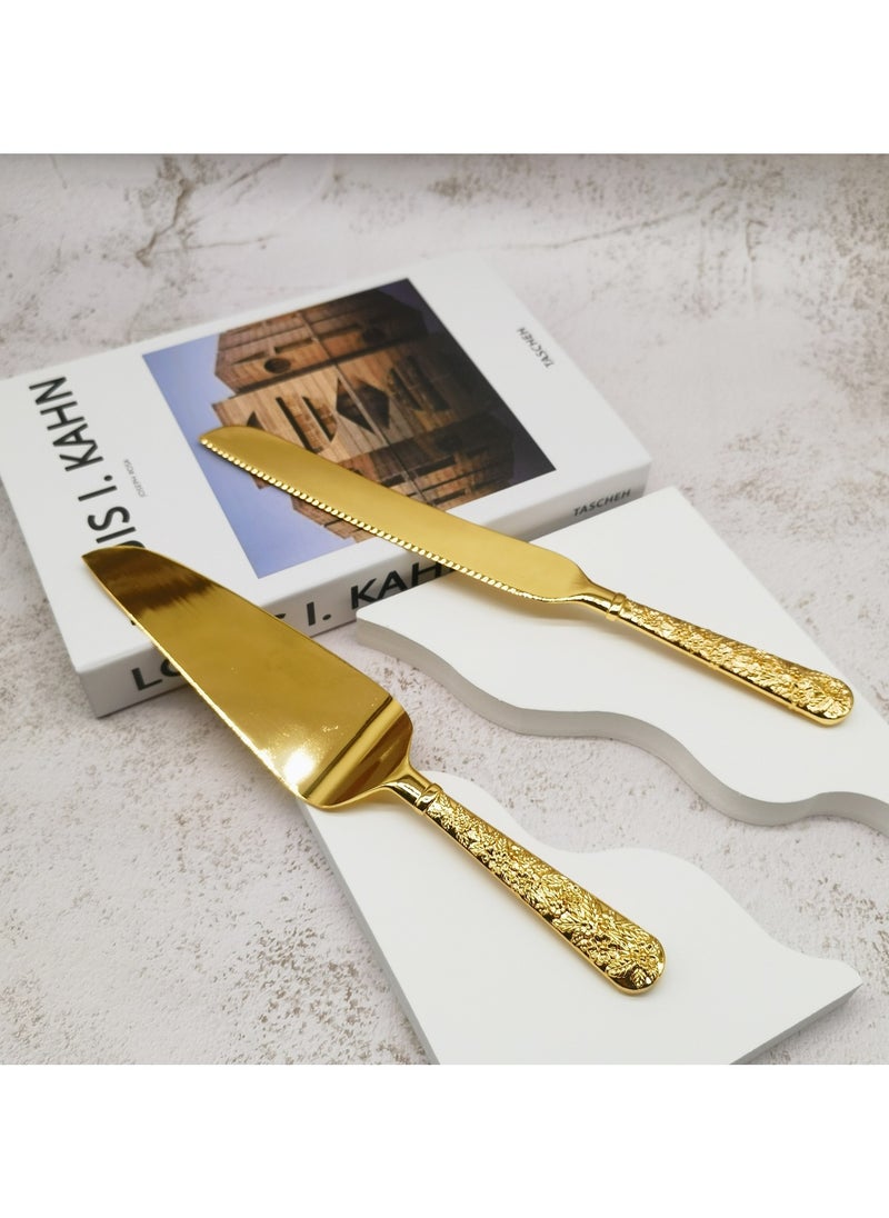 WINON 2PCS Rose Design Cake knife serving set  - Image 1