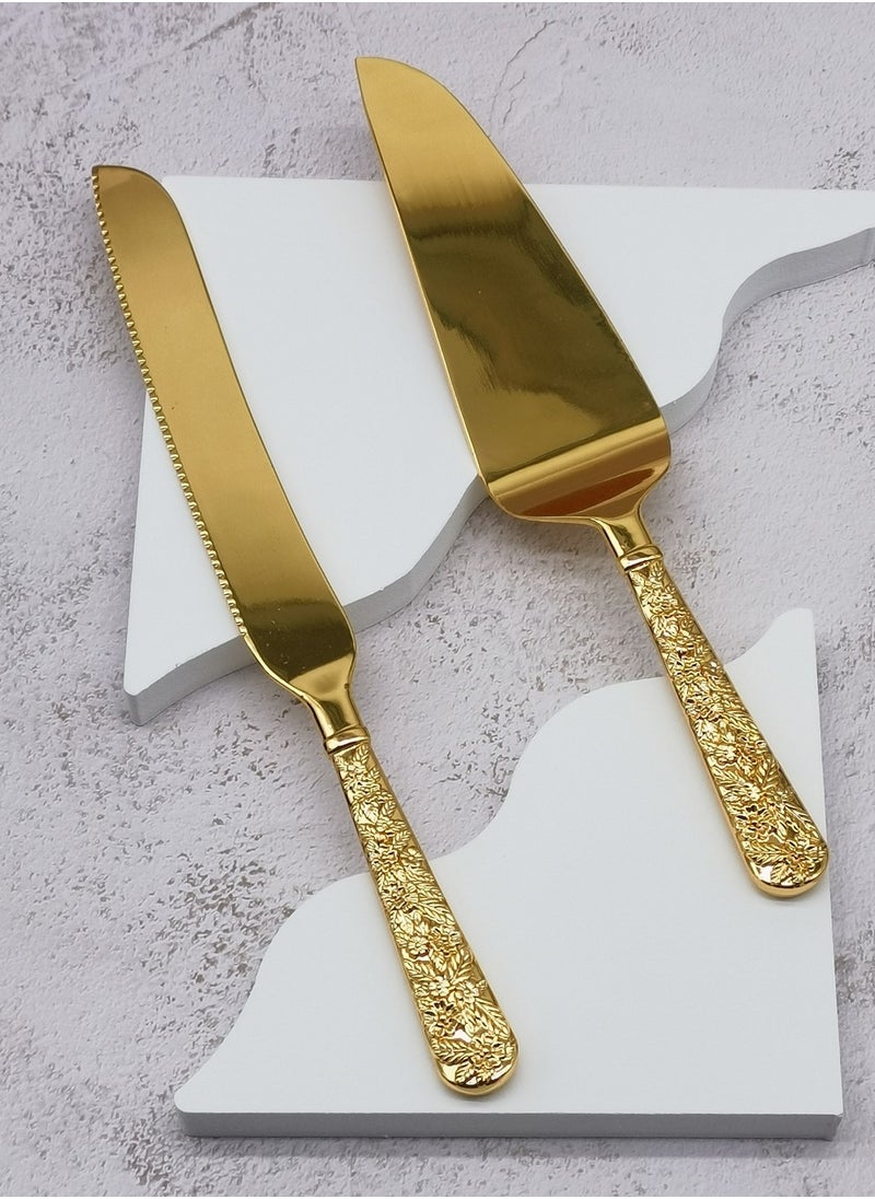 WINON 2PCS Rose Design Cake knife serving set  - Image 2
