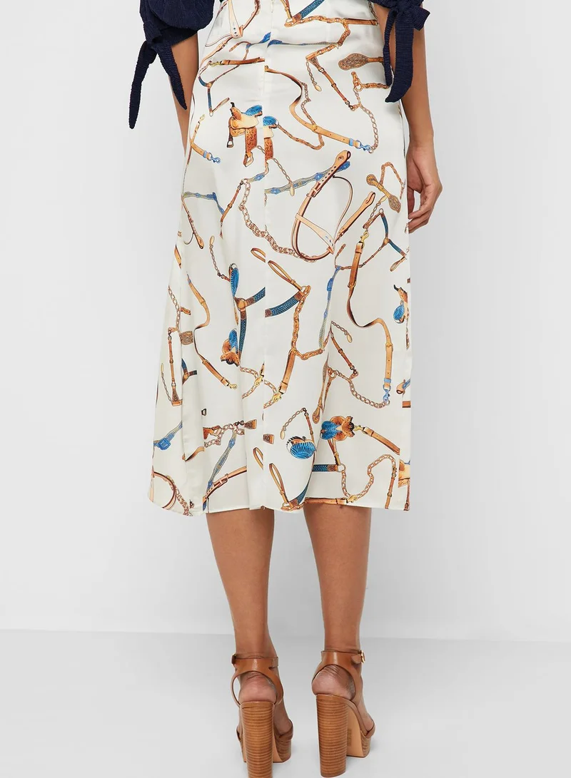 KOTON Chain Print Overlap Skirt