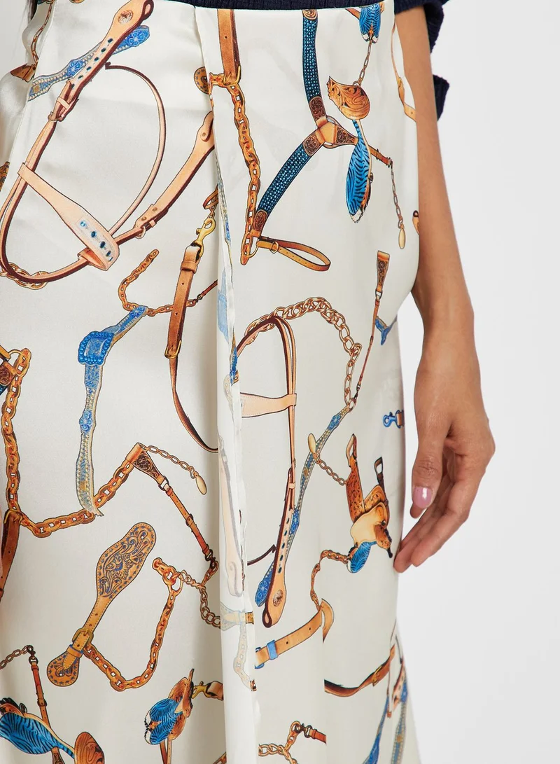 KOTON Chain Print Overlap Skirt