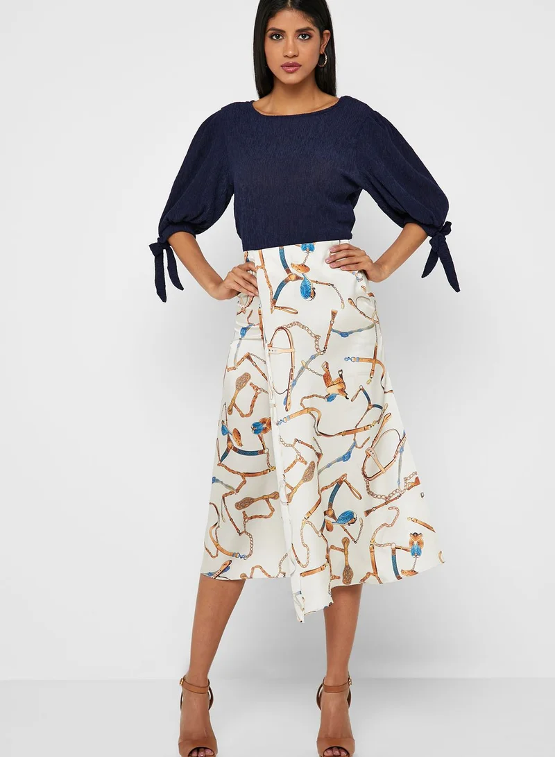 KOTON Chain Print Overlap Skirt