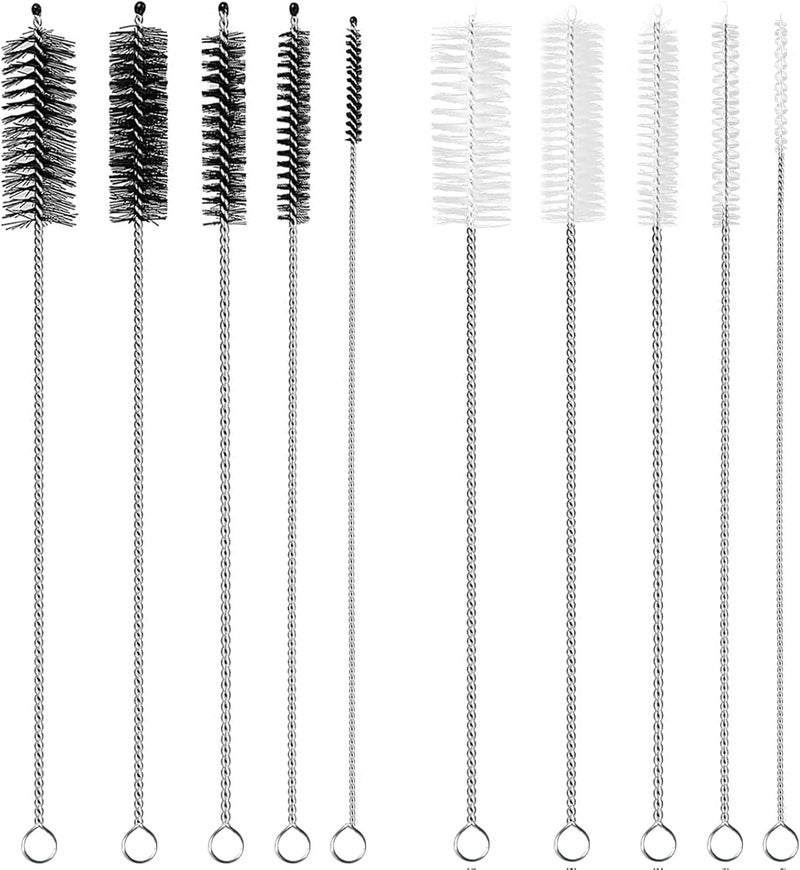 THINTON Extra Long Straw Cleaner Brush Set - 10 PCS with Various Diameters for Cleaning Straws, Pipes, and Bottles - Image 1