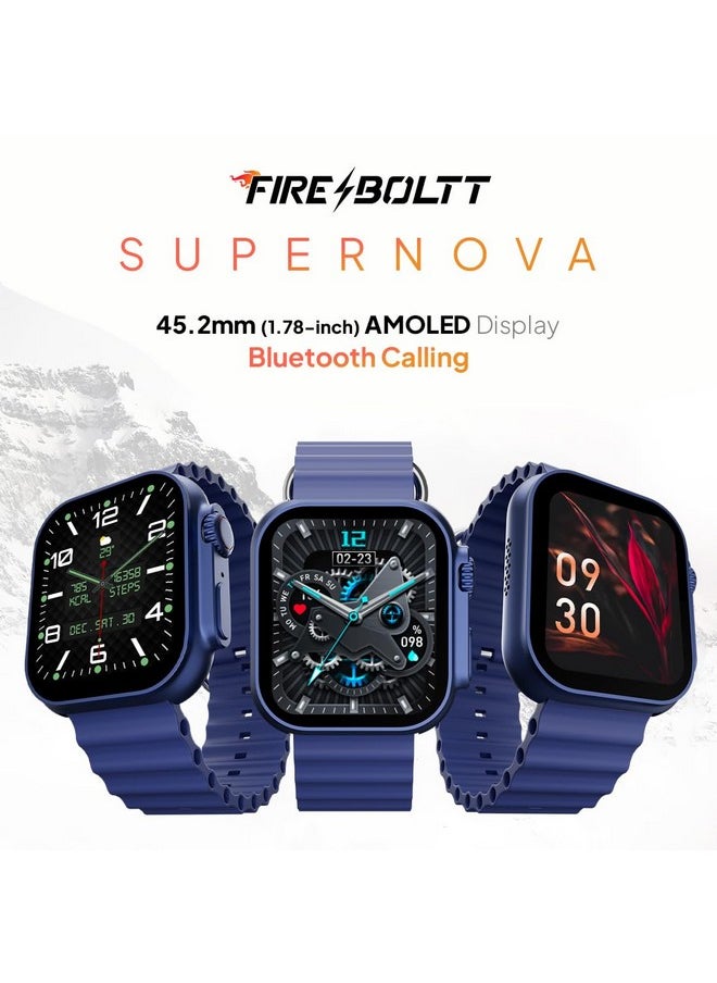 Fire-Boltt - Fire-Boltt Supernova- 45.2mm AMOLED Display, 500 NITS Brightness, 368 * 448 px Resolution, Bluetooth Calling, 123 Sports Modes, Voice Assistant, Inbuilt Games (Blue) - Image 1
