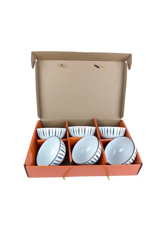 طقم بولات سلطة والشوربة من البورسلين المستورد مكون من 6 قطع شكل 2 - Image 1