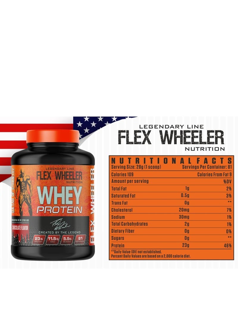 فليكس ويلرنيوتريشن  - بروتين مصل الحليب بنسبة 100% من Flex Wheeler - نكهة الفراولة، 2.27 كجم (81 حصة) - Image 1