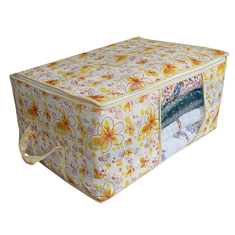 Kuber Industries Red Flower Design 5 Pieces Non Woven Under Bed Storage Bag - Image 3