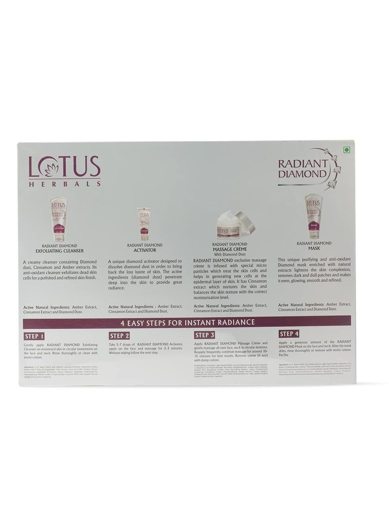 LOTUS HERBALS Radiant Diamond Cellular Radiance 5 In 1 Facial Kit With Diamon Dust And Cinnamon For All Skin Types 170gm - Image 5