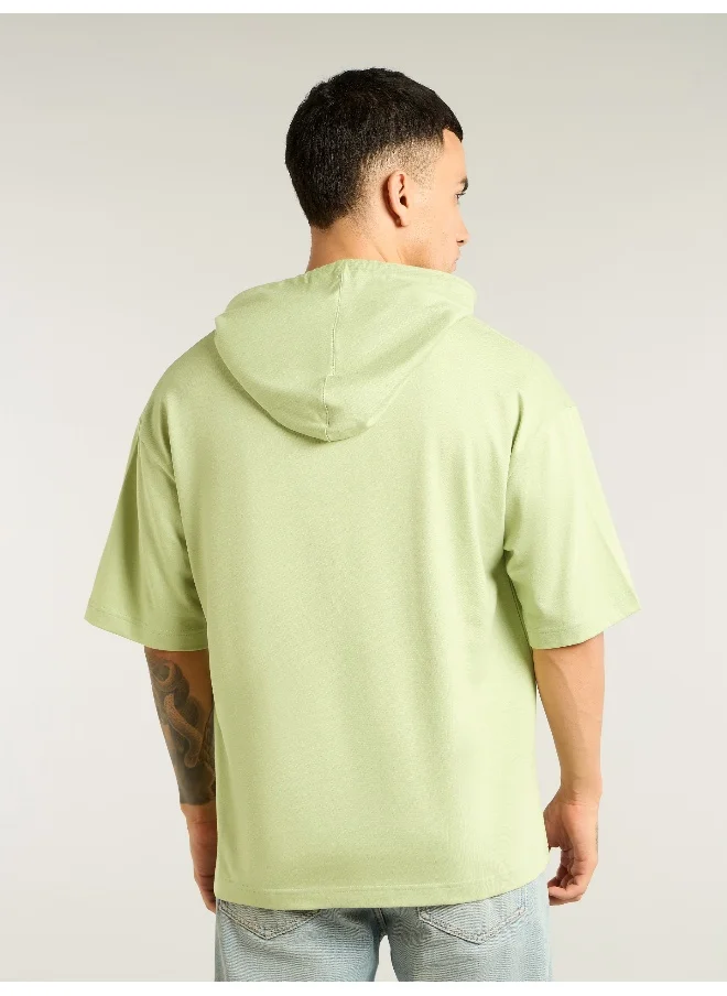 Beyoung Pista green Hooded Oversized T-Shirt