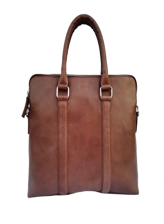 MANDAVA Genuine Leather Messenger Bag Unisex Satchel Women's Shoulder Office Bag Handbag (Brown) - Image 1