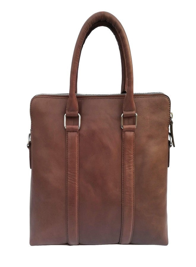MANDAVA Genuine Leather Messenger Bag Unisex Satchel Women's Shoulder Office Bag Handbag (Brown) - Image 4