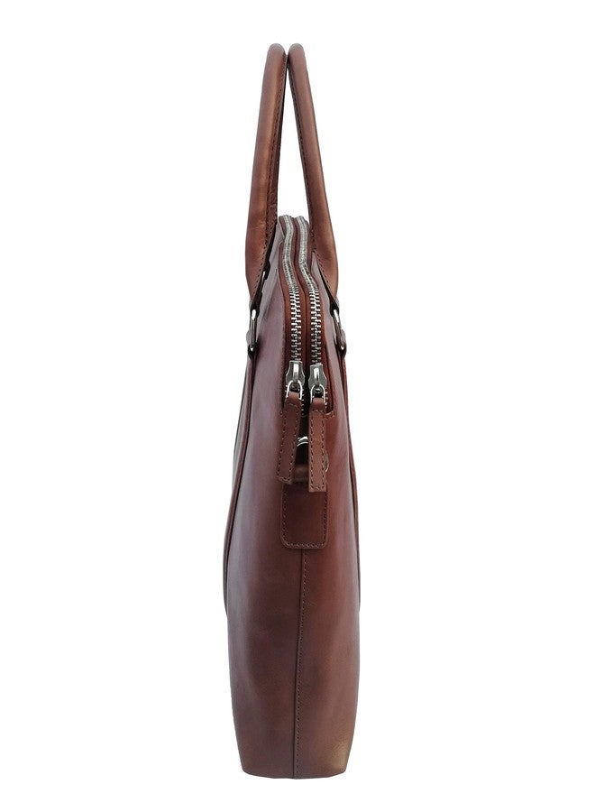 MANDAVA Genuine Leather Messenger Bag Unisex Satchel Women's Shoulder Office Bag Handbag (Brown) - Image 3