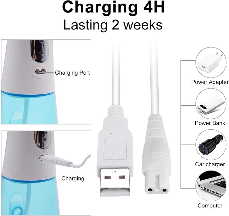 RAXSEG كابل شحن USB لـ Nicwell وFairywill وAquasonic وMOSPRO وNicefeel وZerhunt وOralfree وWaterfloss وTovendor وHangsun وInitio وMcNaval وCremax وأجزاء استبدال كابل الشحن USB (أبيض)... - Image 3