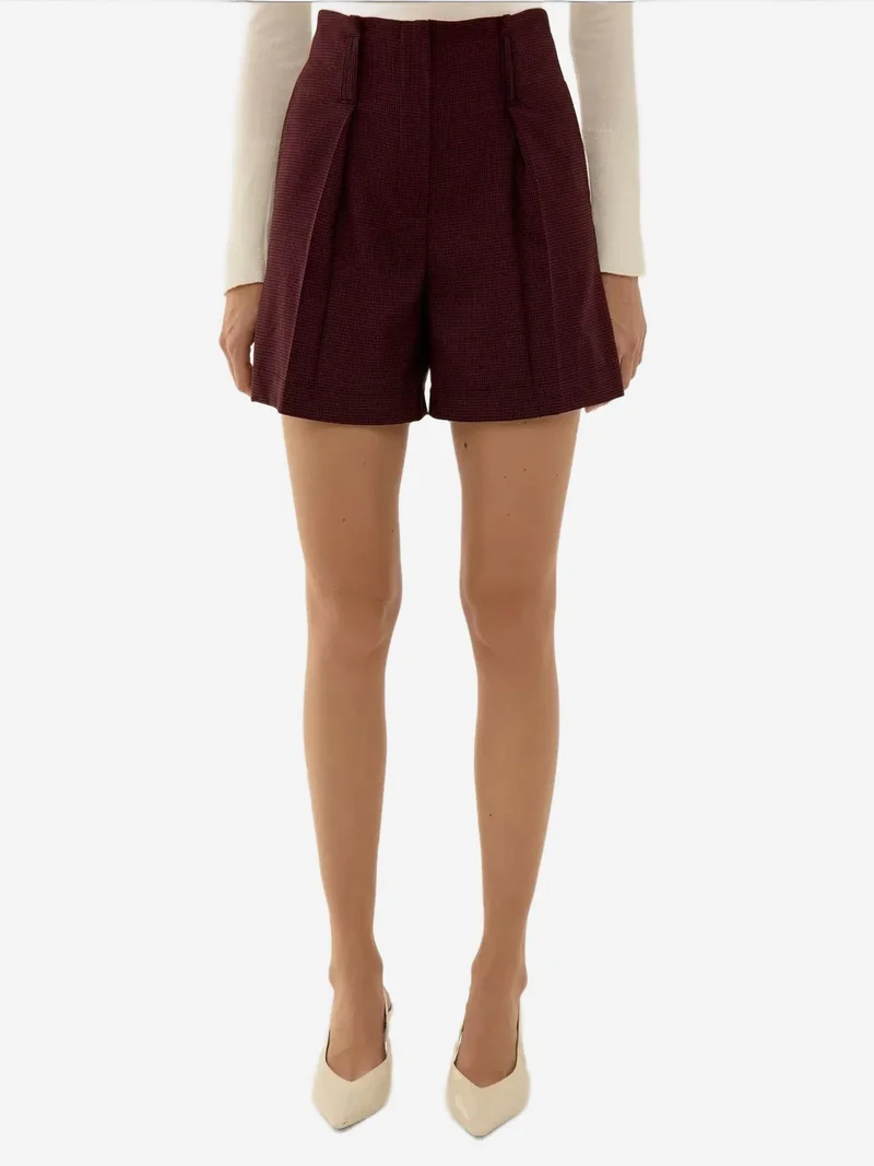Hiccup Burgundy Red High Waist Mini Shorts for Women | Best Price UAE