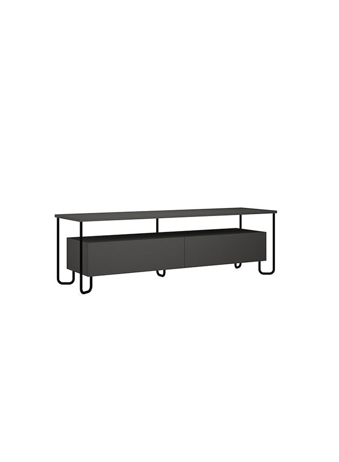 Mourah Home Cornea Tv Cabinet 2Door Storage Up To 60'' Inch Tvs | Modern Tv Stand With Sturdy Metal Legs For Home Office And Hotels | Storage Cabinet| 150X42X45 Cm (Dark Grey) - Image 2