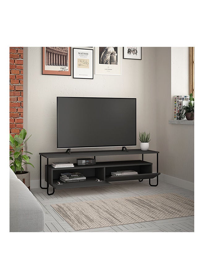 Mourah Home Cornea Tv Cabinet 2Door Storage Up To 60'' Inch Tvs | Modern Tv Stand With Sturdy Metal Legs For Home Office And Hotels | Storage Cabinet| 150X42X45 Cm (Dark Grey) - Image 4