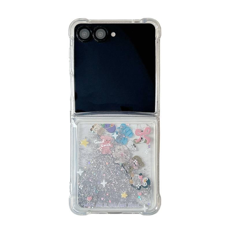 غطاء واقي، Quicksand Jellycat Cartoon، مقاوم للصدمات لـ Samsung Galaxy Z Flip 7، بطريق Jellycat المتلألئ بالرمل المتحرك , حماية من السقوط للمدرسة للهدايا لترتيب الأغراض - Image 1