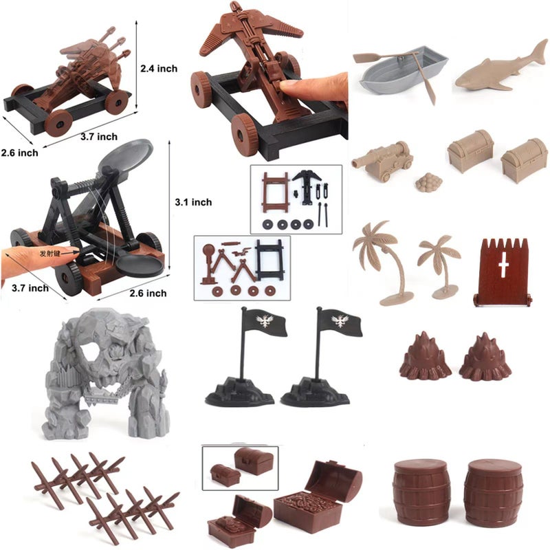 Plustopoy Medieval Castle Knight Toy Soldier Figures Army Men Toys The Medieval Times Middle Ages DIY Castle Building Toy Piracy Knight Action Figurines with with 20 Piracies 12 Soldiers 8 Cavalry - Image 3
