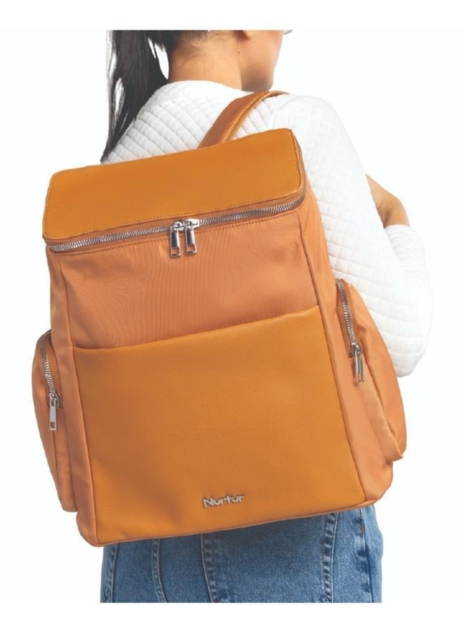 Nurtur Nurtur Aura Maternity Diaper Bag PU Leather and Nylon Fashion Bagpack Bag Multifunction Travel Bag with insulator bottle warming pocket and changing pad - Nude  - Image 2